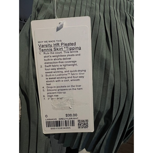 Lululemon Varsity High Rise Pleated Tennis Skirt Tipping Stripe Sz 0 NWT - Picture 12 of 13